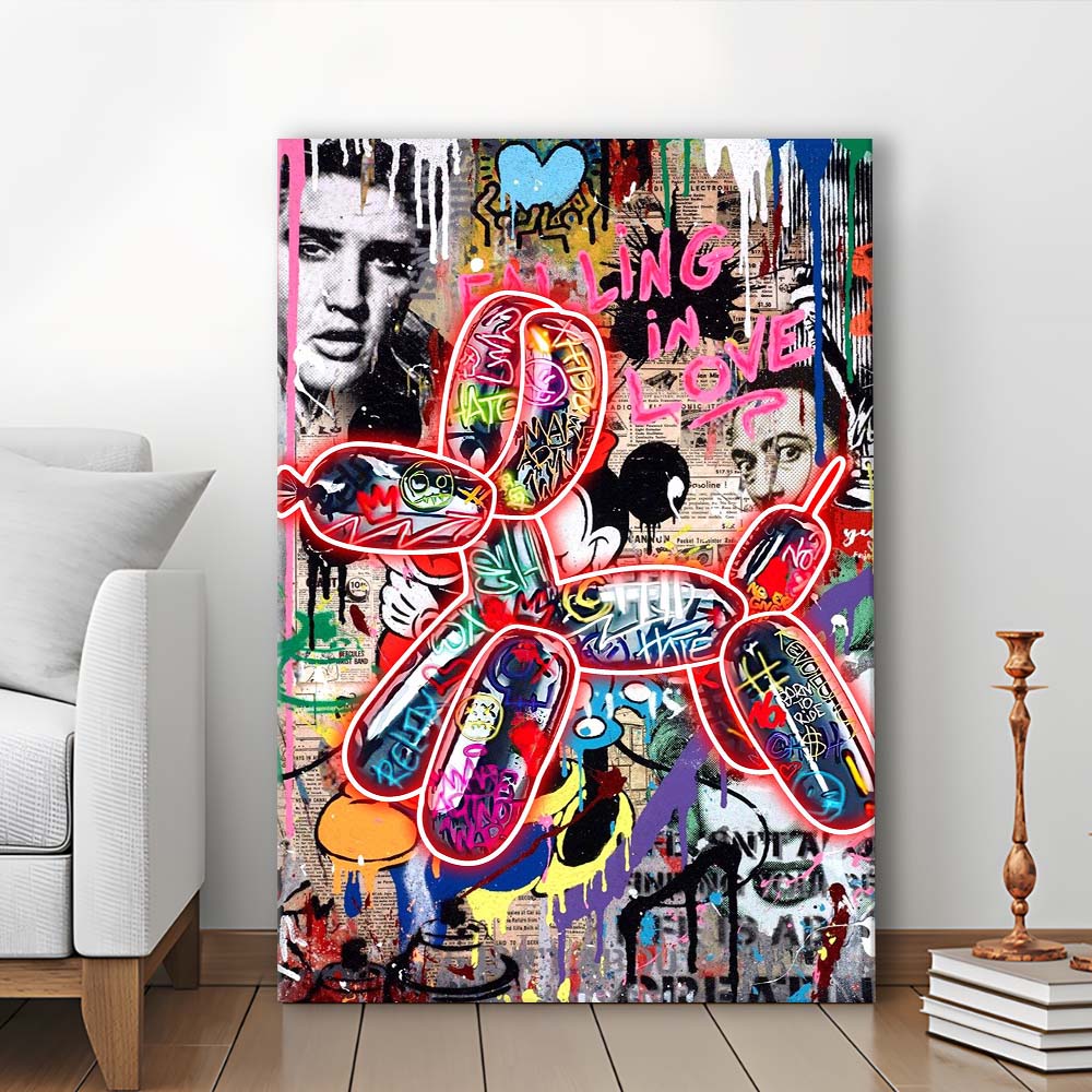 Graffiti Balloon Dog, Colorful Graffiti Painting Art, Canvas Print, Luxury Wall Art Decor, Modern Art