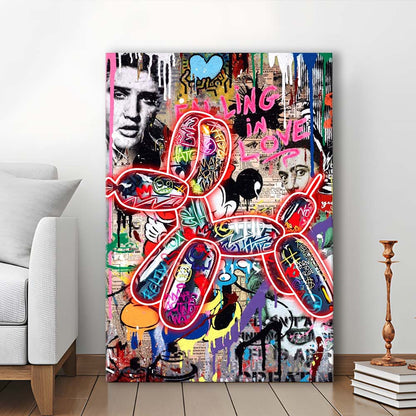 Graffiti Balloon Dog, Colorful Graffiti Painting Art, Canvas Print, Luxury Wall Art Decor, Modern Art