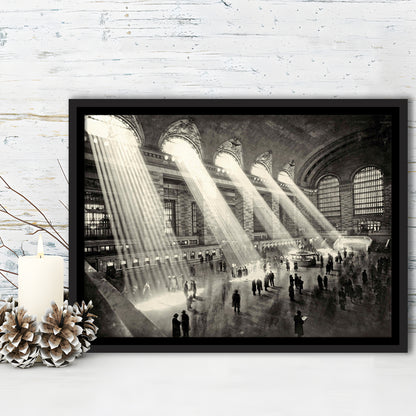 Grand Central Terminal New York 1930 Large Stretched Canvas, Framed Cavas Print, Floating Frame