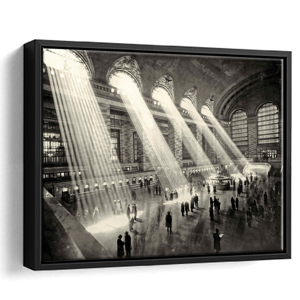 Grand Central Terminal New York 1930 Large Stretched Canvas, Framed Cavas Print, Floating Frame