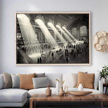 Grand Central Terminal New York 1930 Large Stretched Canvas, Framed Cavas Print, Floating Frame