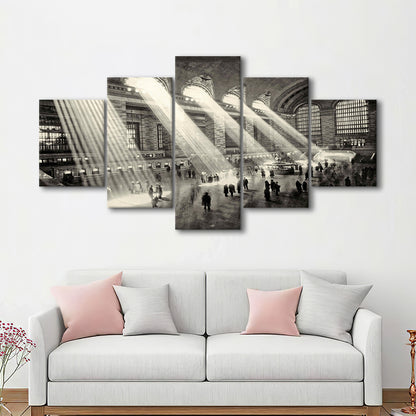 Grand Central Terminal New York 1930 Large Stretched Canvas, 5 Piece Large Cavas Print Wall Art