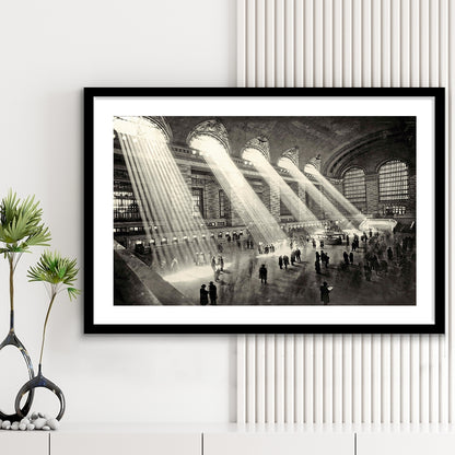 Grand Central Terminal New York 1930 Large Stretched, Framed Art Print White Border