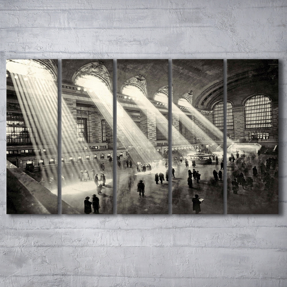 Grand Central Terminal New York 1930 Large Stretched Canvas, 5 Piece B Extra Large Cavas Print Wall Art Decor