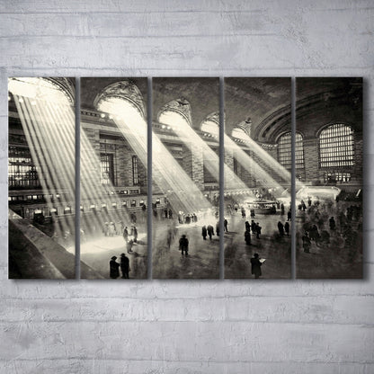 Grand Central Terminal New York 1930 Large Stretched Canvas, 5 Piece B Extra Large Cavas Print Wall Art Decor
