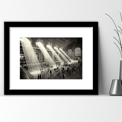 Grand Central Terminal New York 1930 Large Stretched, Framed Art Print White Border