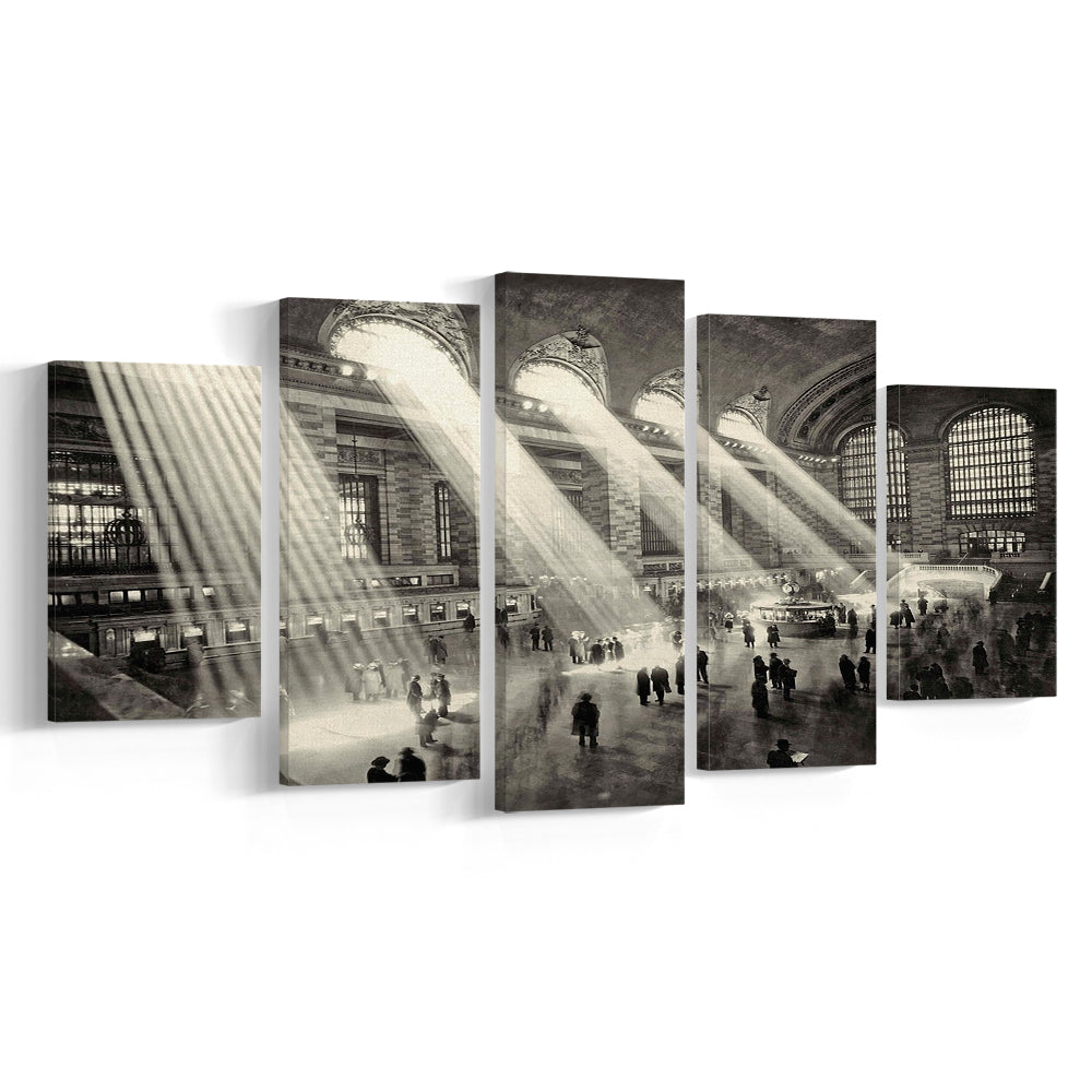 Grand Central Terminal New York 1930 Large Stretched Canvas, 5 Piece Large Cavas Print Wall Art