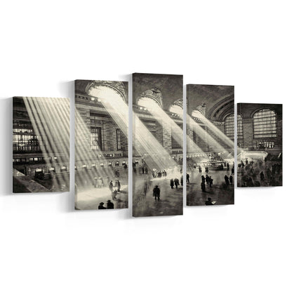 Grand Central Terminal New York 1930 Large Stretched Canvas, 5 Piece Large Cavas Print Wall Art