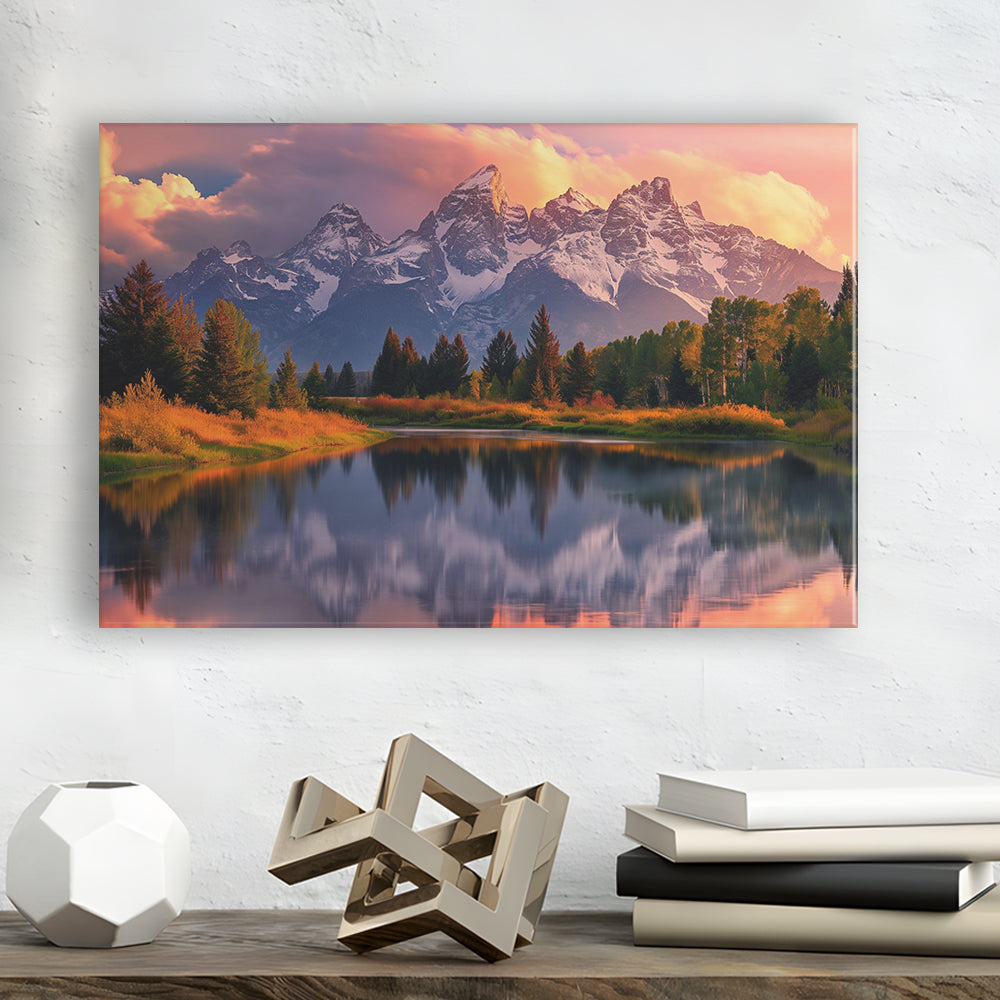 Grand Teton National Park, Office Wyoming Rocky Mountains Landscape Painting, Canvas Print Wall Art, Wall Decor, Painting Canvas
