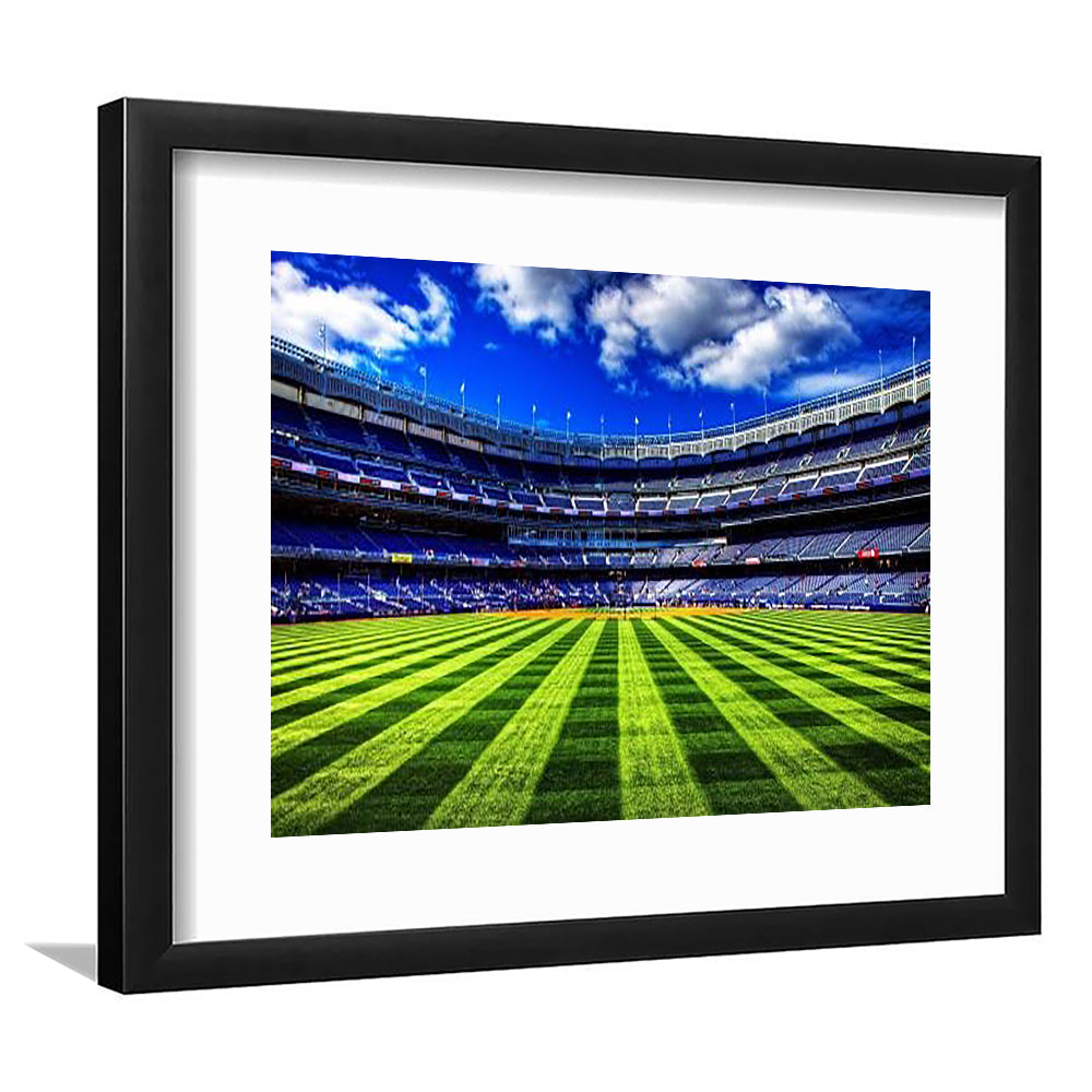 Grass Yankee Stadium, Stadium Canvas, Sport Art, Gift for him, White Border Framed Art Print Wall Decor