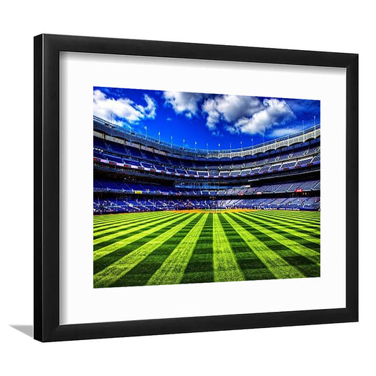 Grass Yankee Stadium, Stadium Canvas, Sport Art, Gift for him, White Border Framed Art Print Wall Decor