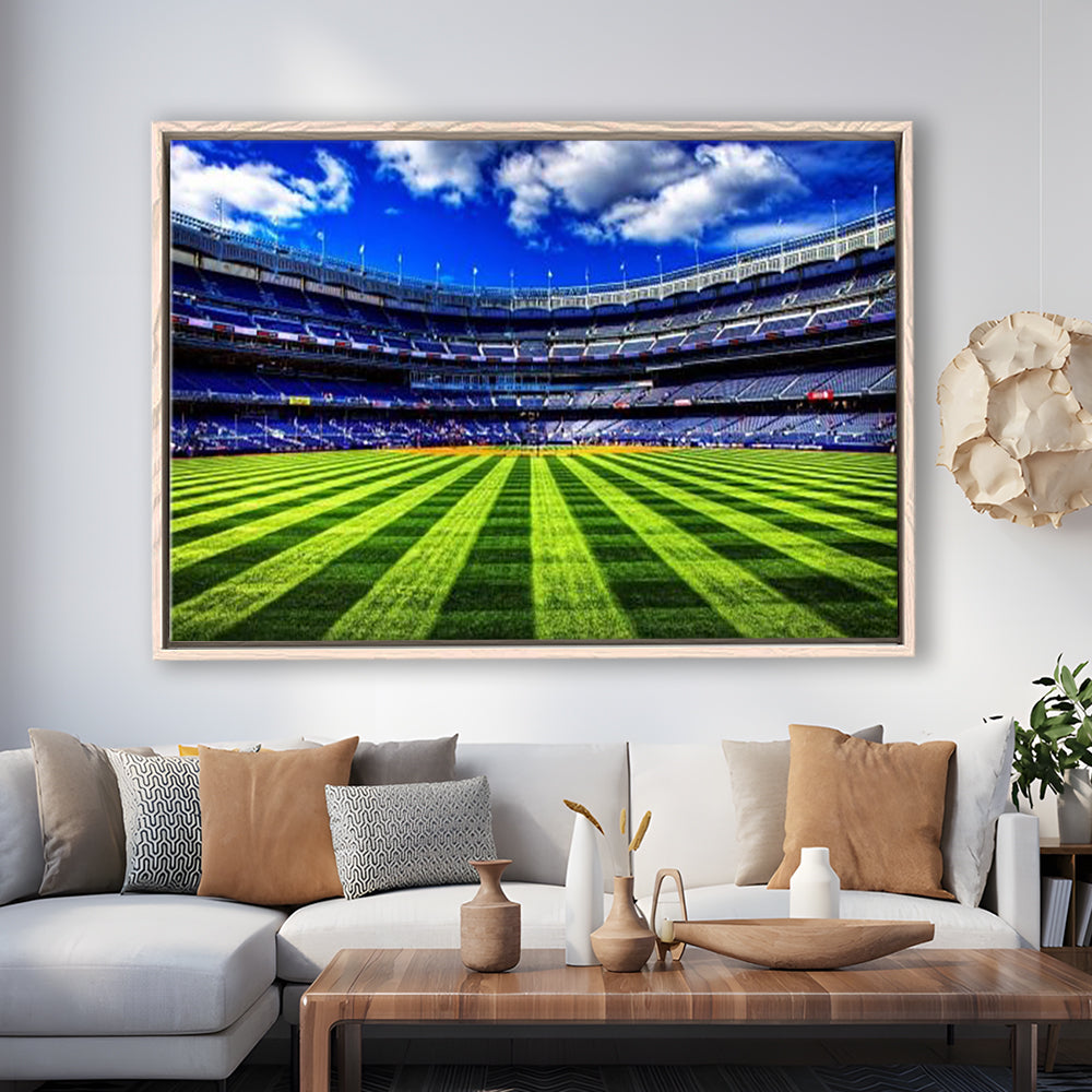 Grass Yankee Stadium, Stadium Canvas, Sport Art, Framed Canvas Print Wall Art, Floating Frame