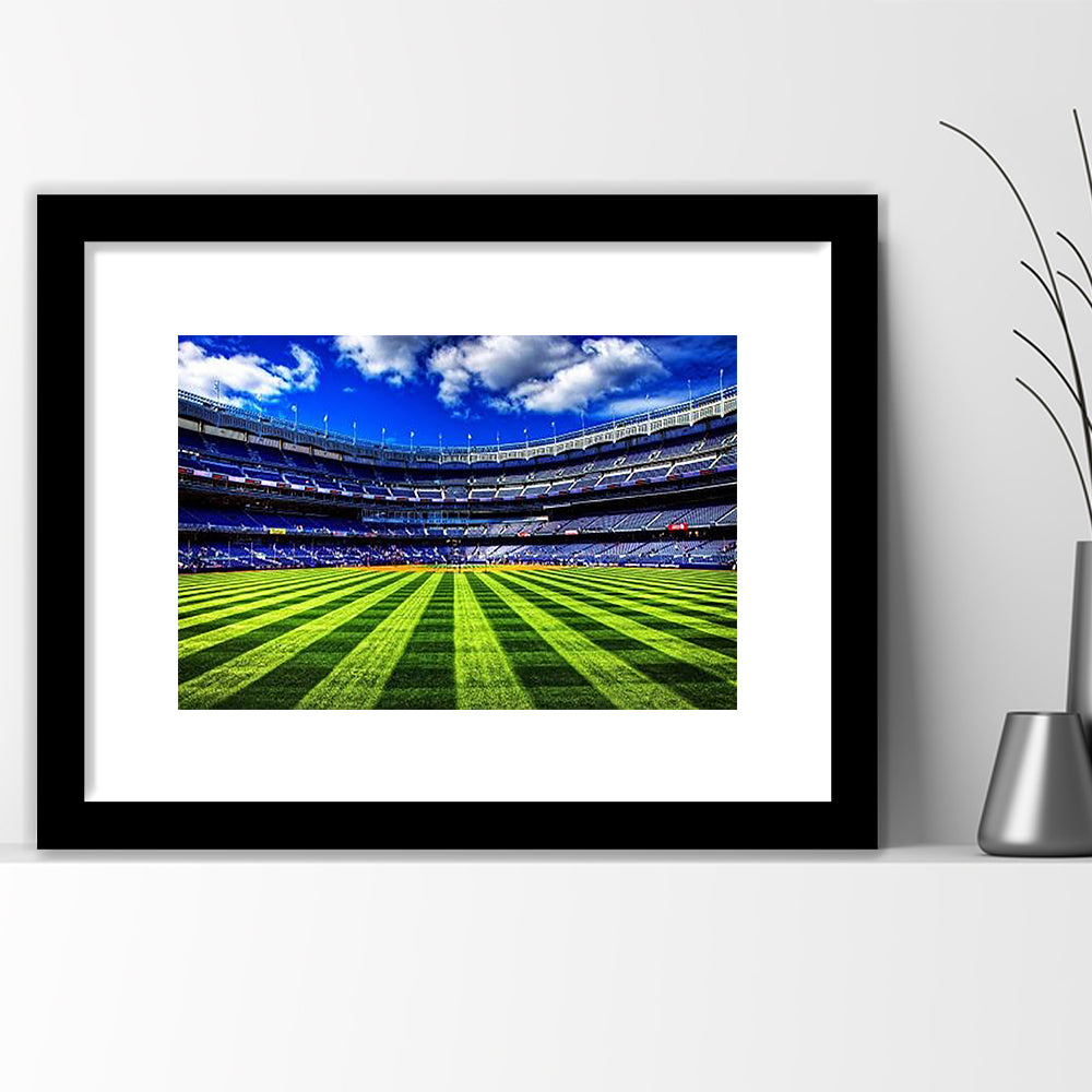 Grass Yankee Stadium, Stadium Canvas, Sport Art, Gift for him, White Border Framed Art Print Wall Decor