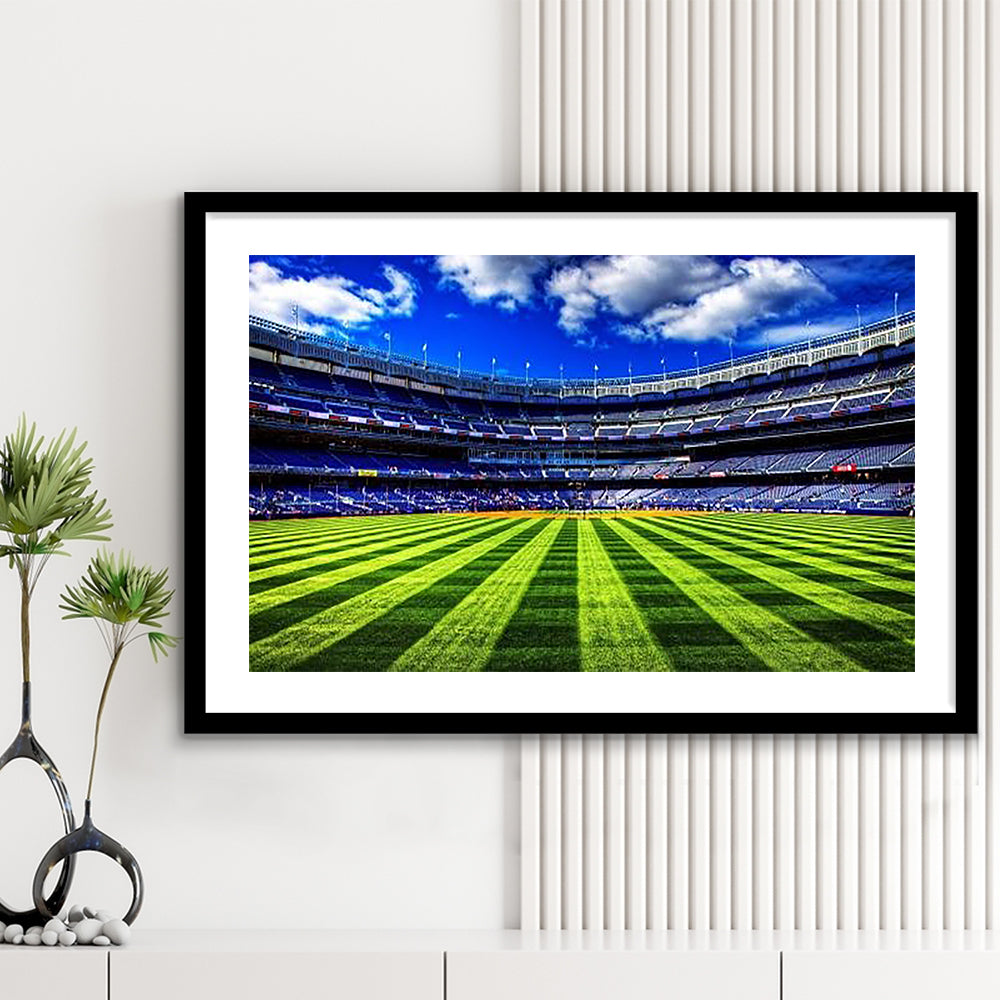 Grass Yankee Stadium, Stadium Canvas, Sport Art, Gift for him, White Border Framed Art Print Wall Decor