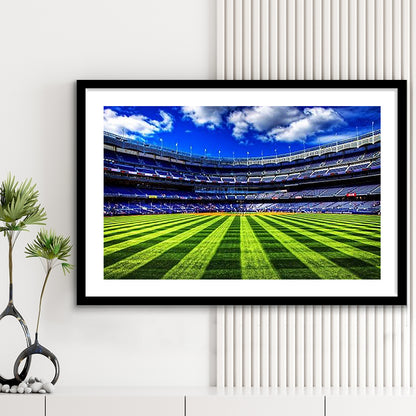 Grass Yankee Stadium, Stadium Canvas, Sport Art, Gift for him, White Border Framed Art Print Wall Decor