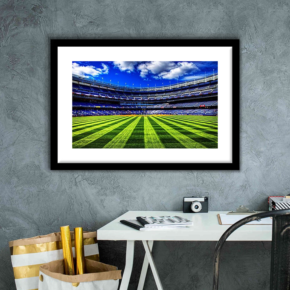 Grass Yankee Stadium, Stadium Canvas, Sport Art, Gift for him, White Border Framed Art Print Wall Decor