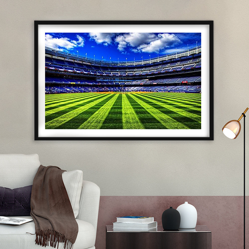 Grass Yankee Stadium, Stadium Canvas, Sport Art, Gift for him, White Border Framed Art Print Wall Decor