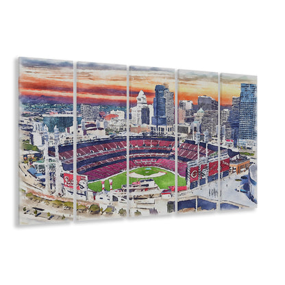 Great American Ball Park, Cincinnati Watercolor, Sport Art, Extra Large Canvas Print Wall Art