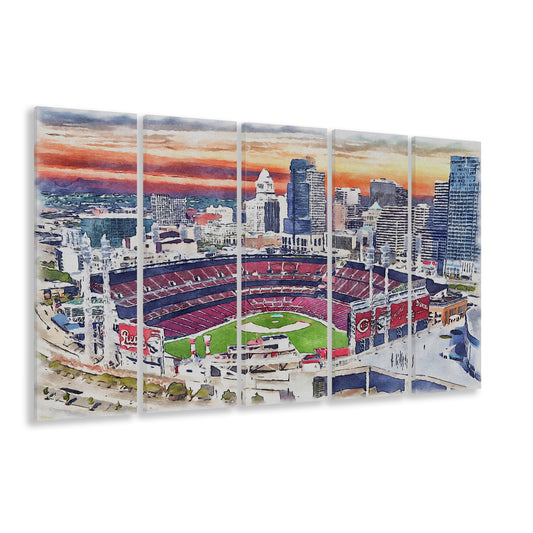 Great American Ball Park, Cincinnati Watercolor, Sport Art, Extra Large Canvas Print Wall Art