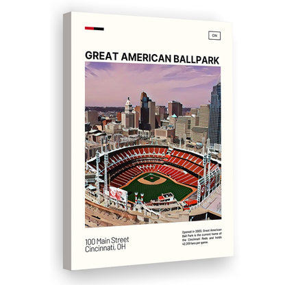 Great American Ball Park Print, Cincinnati Reds Stadium Canvas Art, Fan Gifts, Sport Art, Canvas Print Wall Art