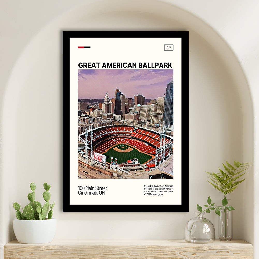 Great American Ball Park Print, Cincinnati Reds Stadium Art, Gifts for him, Sport Art, Framed Art Print Wall Decor
