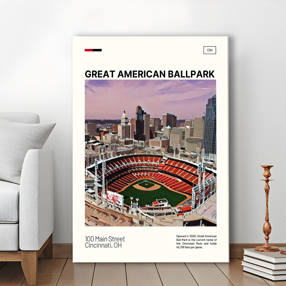 Great American Ball Park Print, Cincinnati Reds Stadium Canvas Art, Fan Gifts, Sport Art, Canvas Print Wall Art