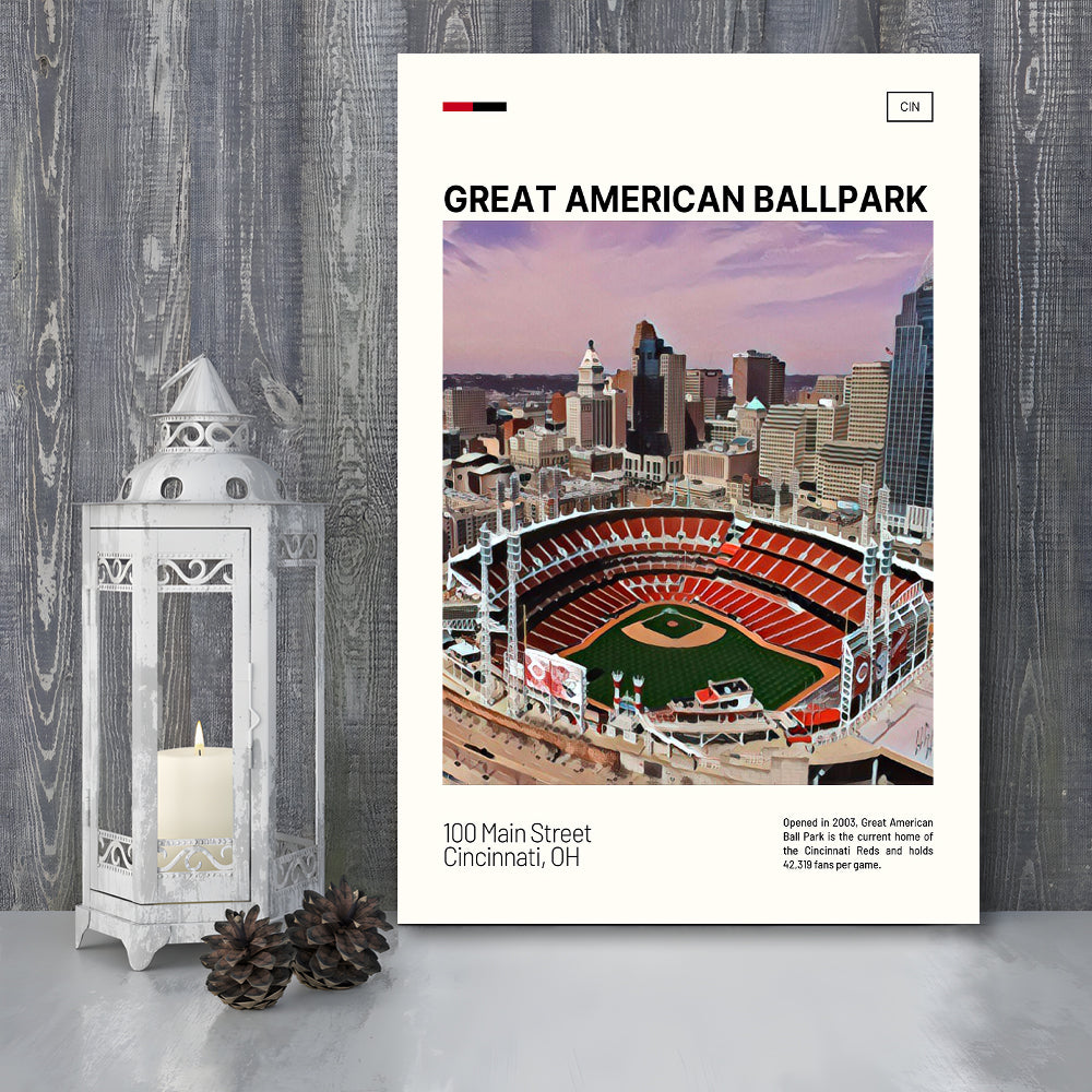 Great American Ball Park Print, Cincinnati Reds Stadium Canvas Art, Fan Gifts, Sport Art, Canvas Print Wall Art