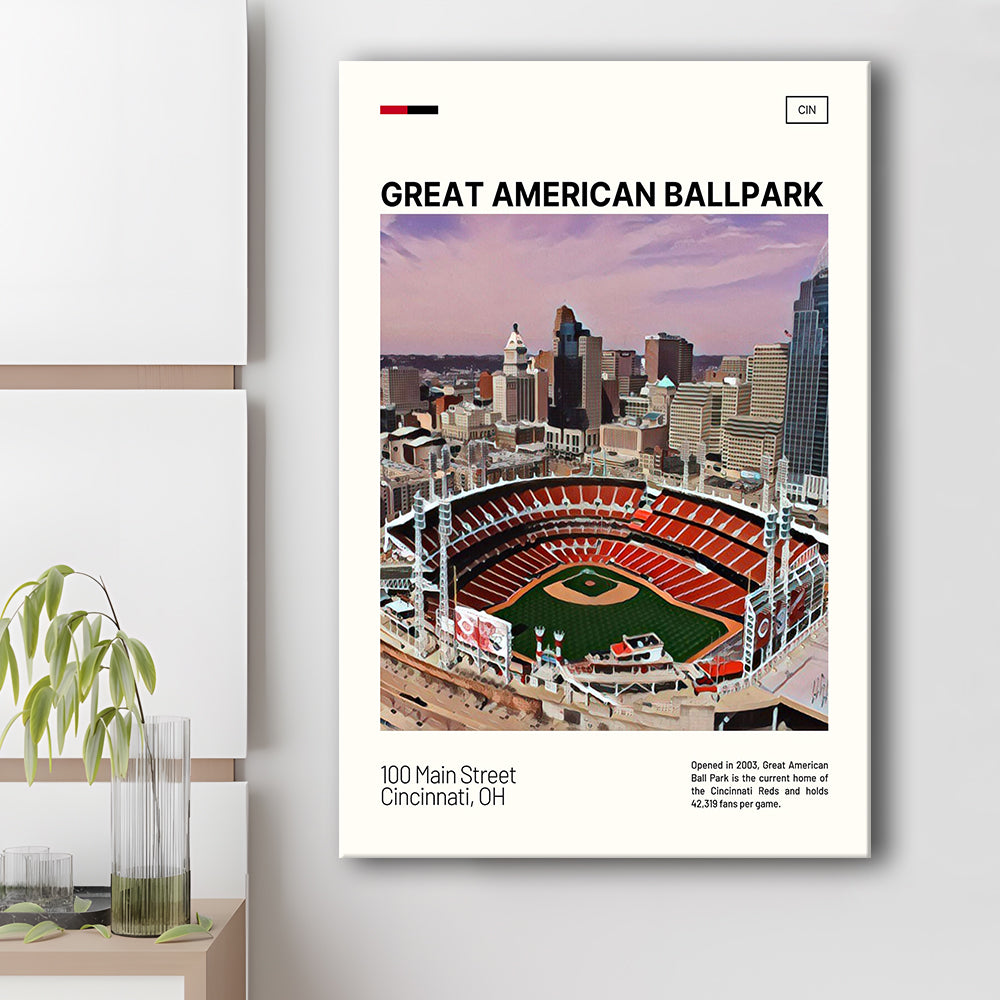 Great American Ball Park Print, Cincinnati Reds Stadium Canvas Art, Fan Gifts, Sport Art, Canvas Print Wall Art
