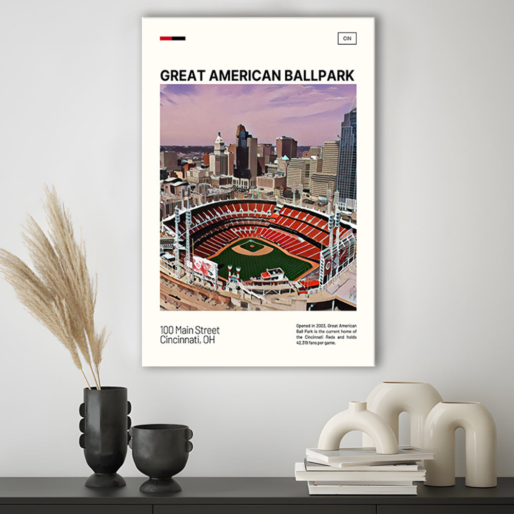 Great American Ball Park Print, Cincinnati Reds Stadium Canvas Art, Fan Gifts, Sport Art, Canvas Print Wall Art