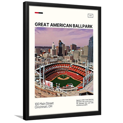 Great American Ball Park Print, Cincinnati Reds Stadium Art, Gifts for him, Sport Art, Framed Art Print Wall Decor