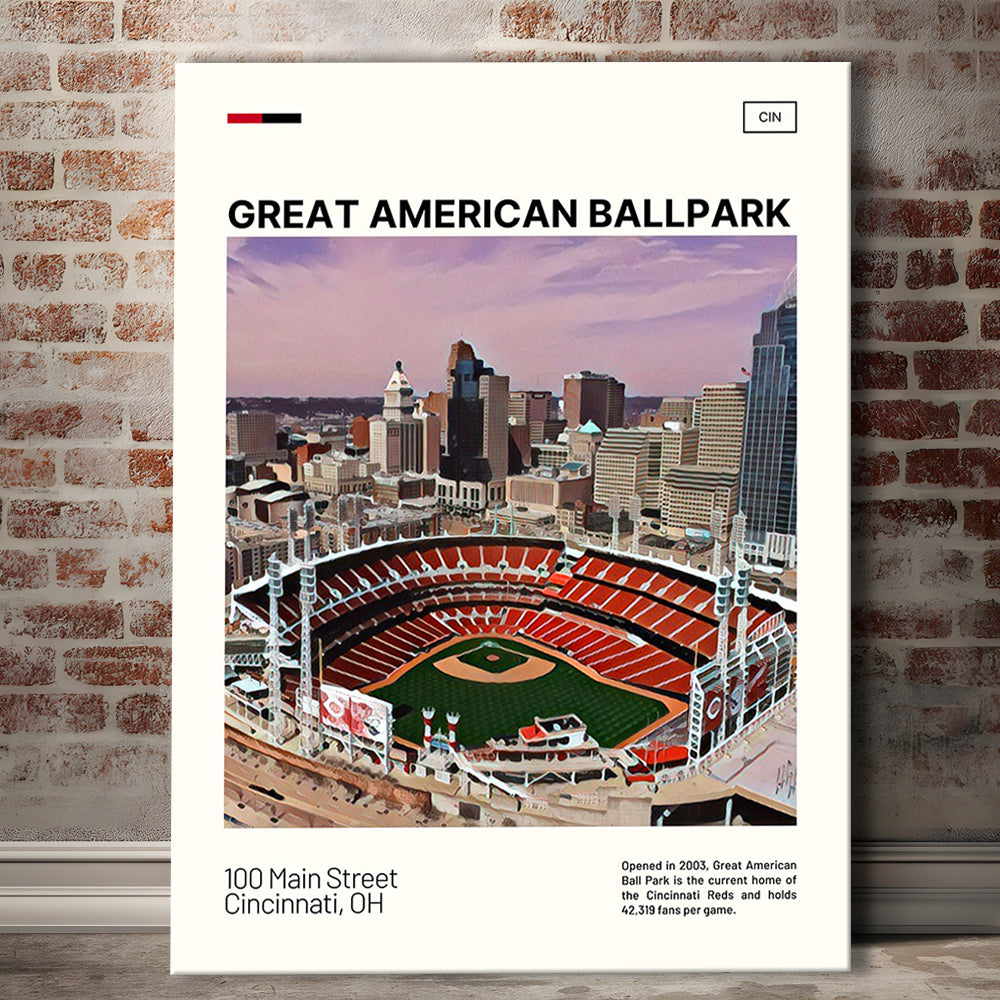 Great American Ball Park Print, Cincinnati Reds Stadium Canvas Art, Fan Gifts, Sport Art, Canvas Print Wall Art
