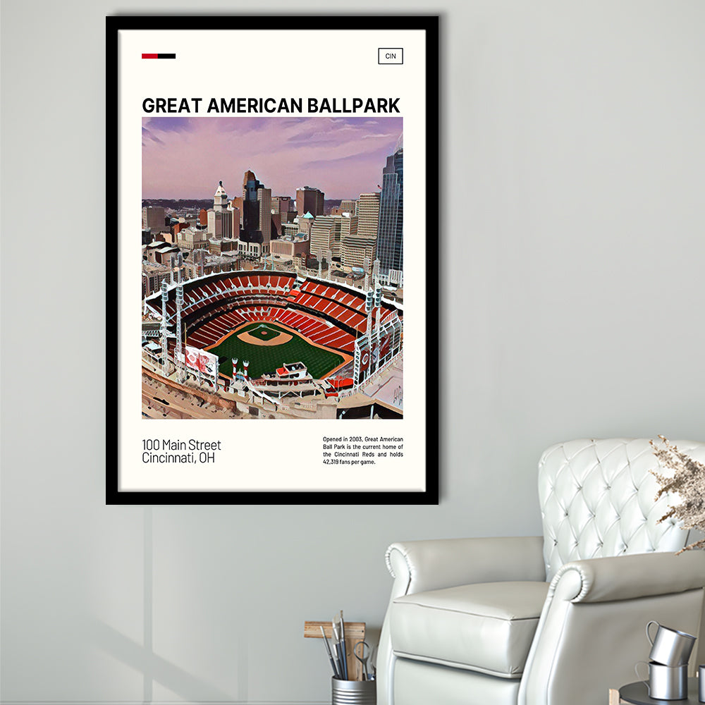 Great American Ball Park Print, Cincinnati Reds Stadium Art, Gifts for him, Sport Art, Framed Art Print Wall Decor