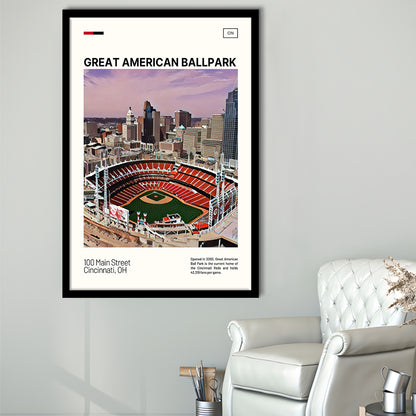 Great American Ball Park Print, Cincinnati Reds Stadium Art, Gifts for him, Sport Art, Framed Art Print Wall Decor