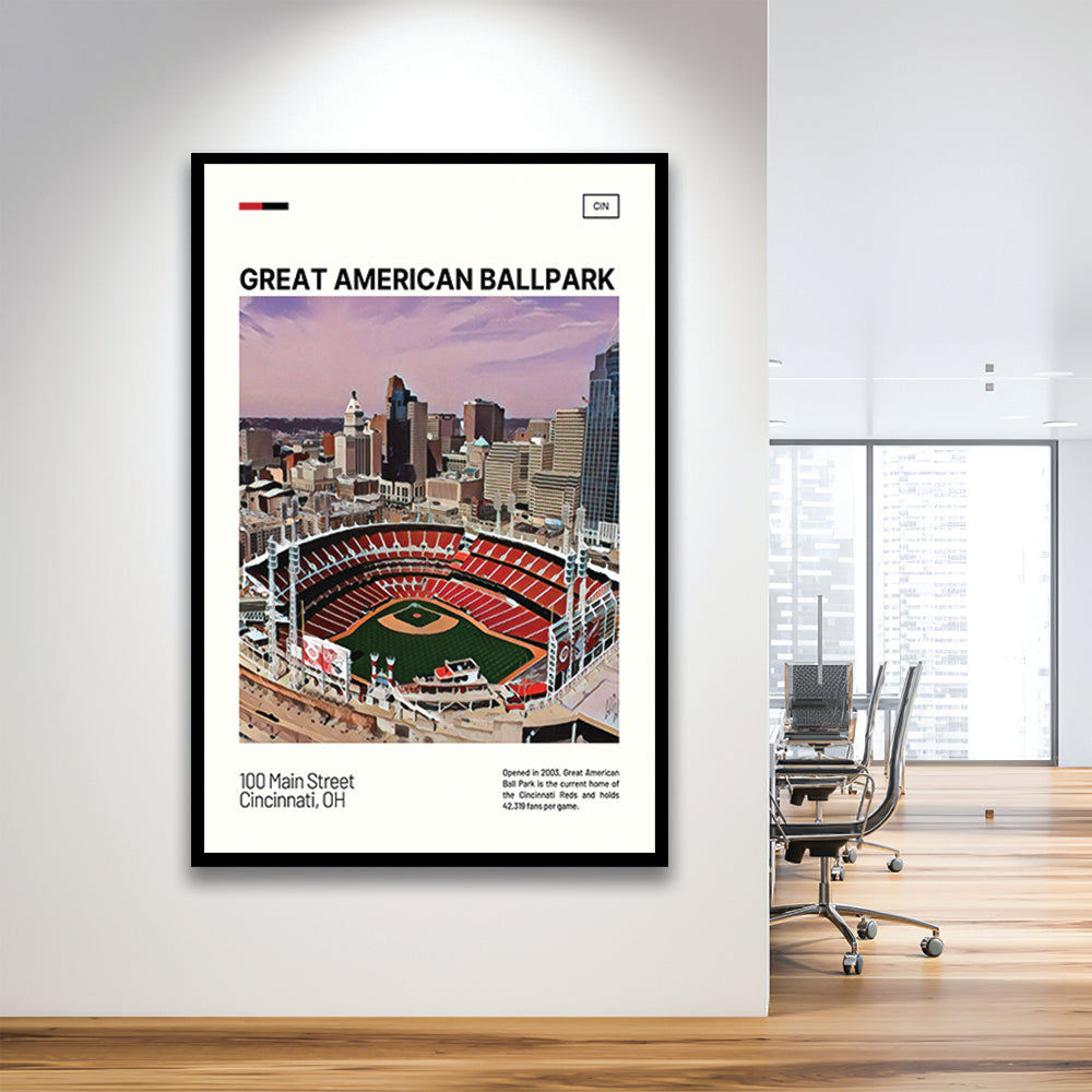 Great American Ball Park Print, Cincinnati Reds Stadium Art, Gifts for him, Sport Art, Framed Art Print Wall Decor