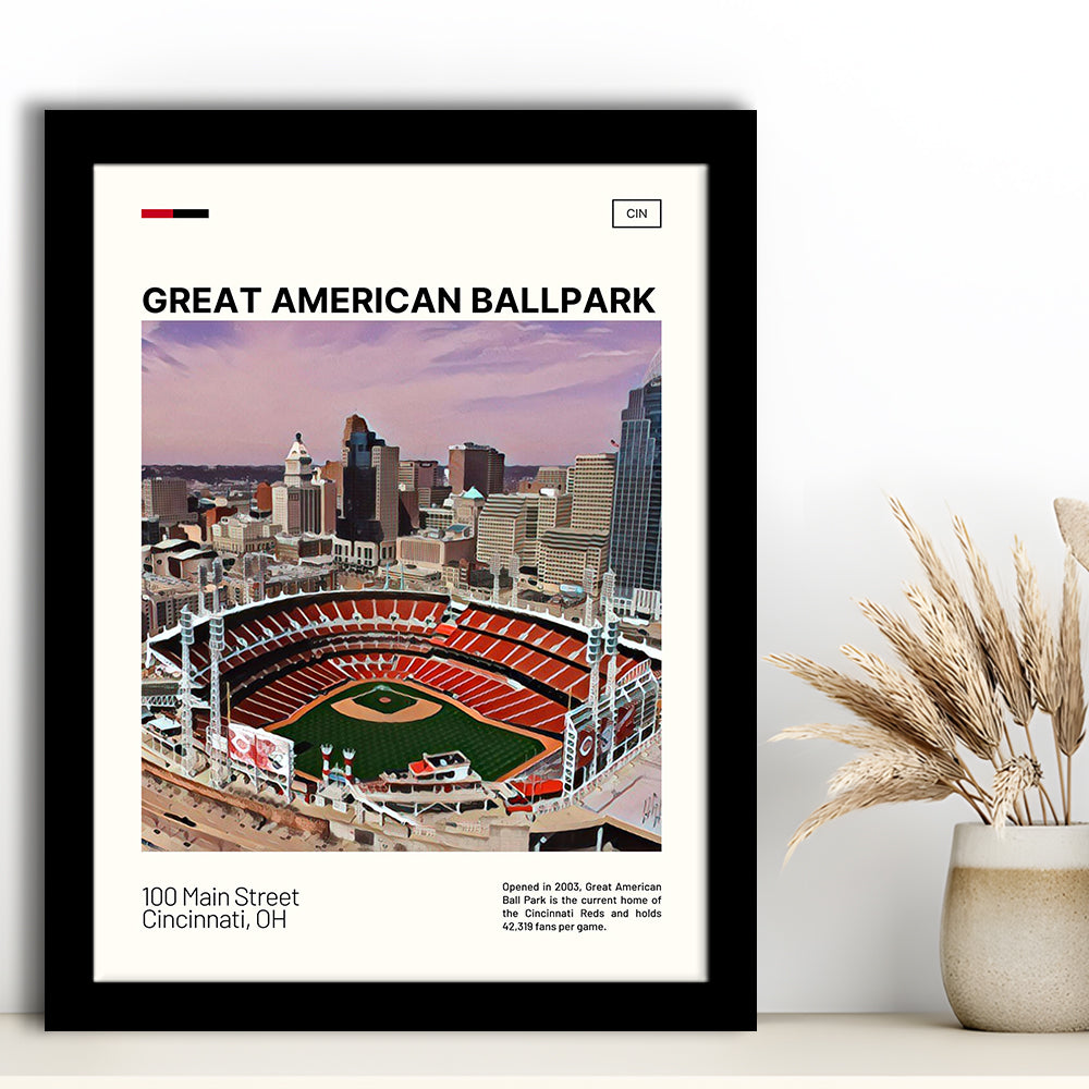 Great American Ball Park Print, Cincinnati Reds Stadium Art, Gifts for him, Sport Art, Framed Art Print Wall Decor