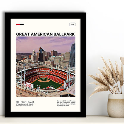 Great American Ball Park Print, Cincinnati Reds Stadium Art, Gifts for him, Sport Art, Framed Art Print Wall Decor