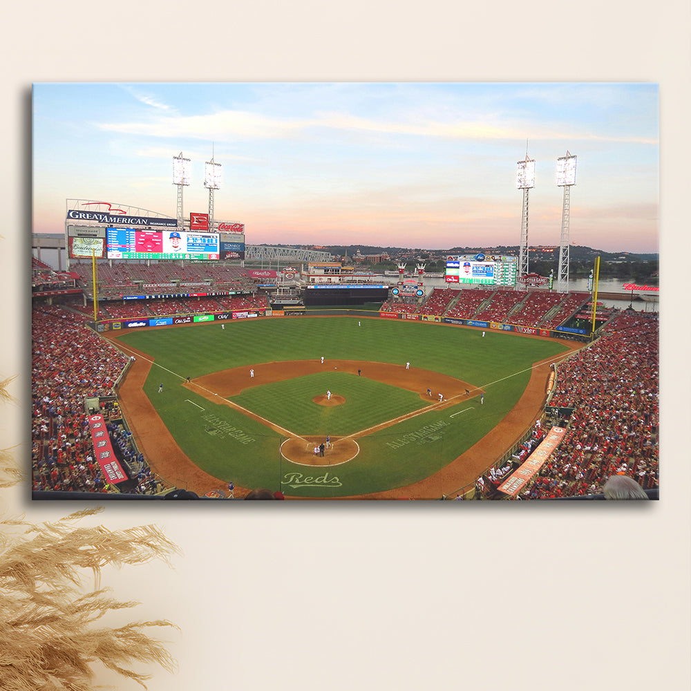 Great American Ball Park in Ohio, Stadium Canvas, Sport Art, Gift for him, Man Cave Decor, Art Print, Canvas Print Wall Art