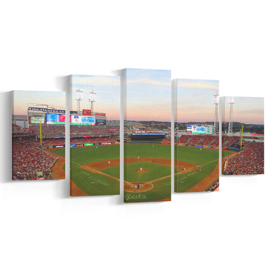 Great American Ball Park in Ohio, Stadium Canvas, Sport Art, Gift for him, 5 Panel, Large Canvas, Canvas Print Wall Art