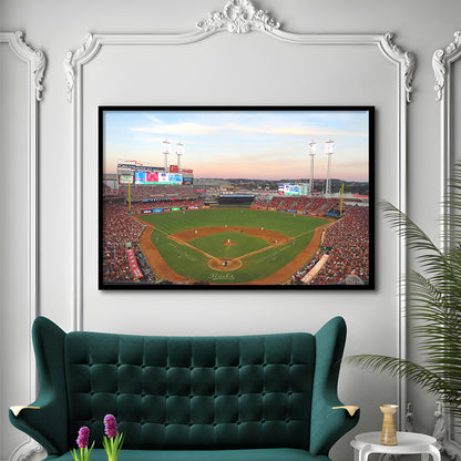 Great American Ball Park in Ohio, Stadium Canvas, Sport Art, Gift for him, Framed Art Print Wall Decor, Picture Framed
