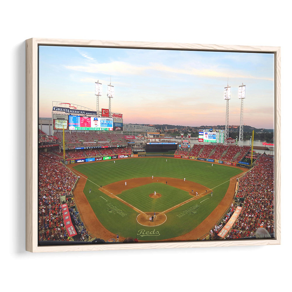 Great American Ball Park in Ohio, Stadium Canvas, Sport Art, Framed Canvas Print Wall Art, Floating Frame