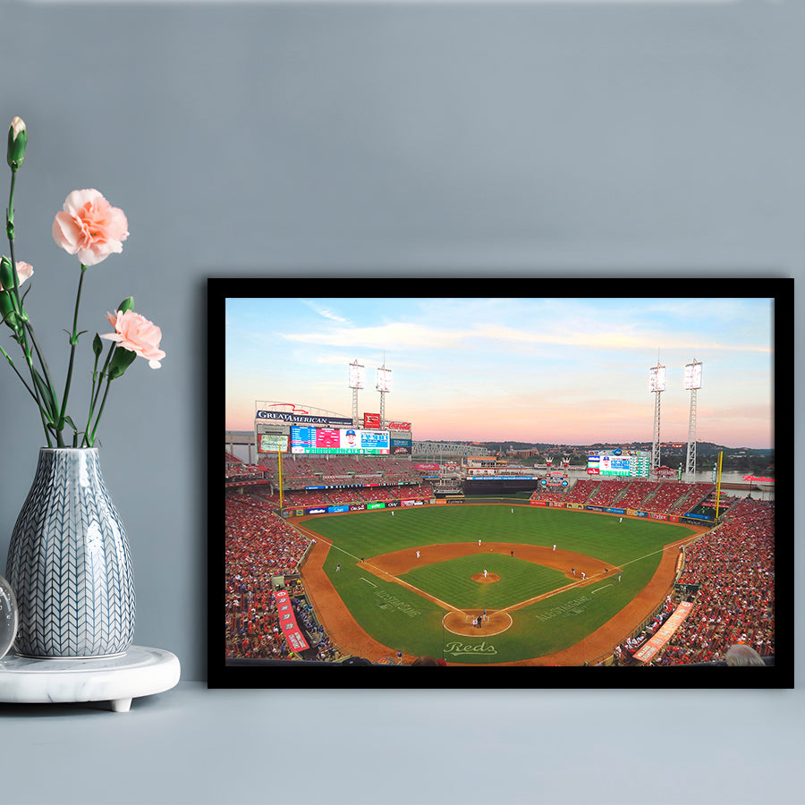 Great American Ball Park in Ohio, Stadium Canvas, Sport Art, Gift for him, Framed Art Print Wall Decor, Picture Framed