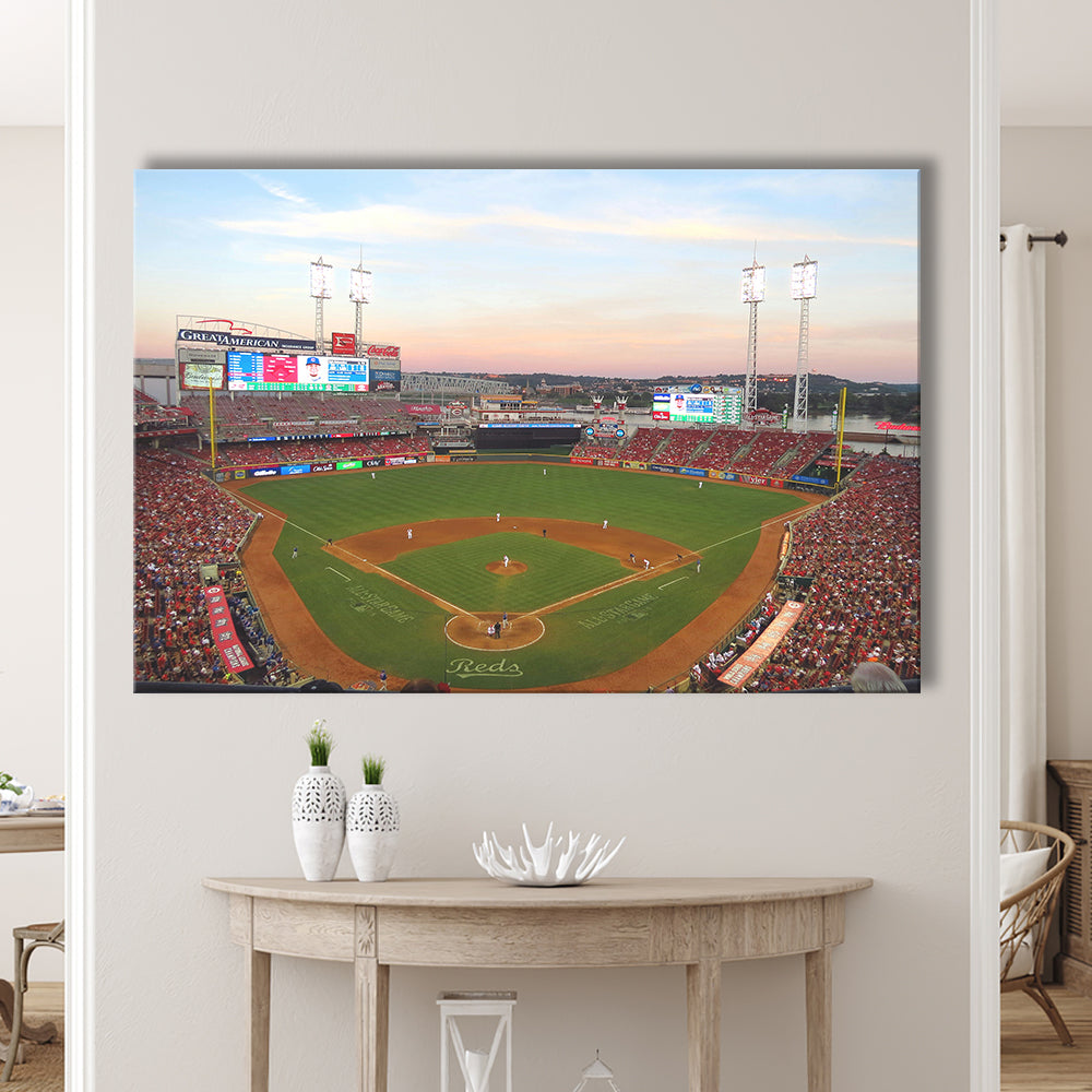 Great American Ball Park in Ohio, Stadium Canvas, Sport Art, Gift for him, Man Cave Decor, Art Print, Canvas Print Wall Art