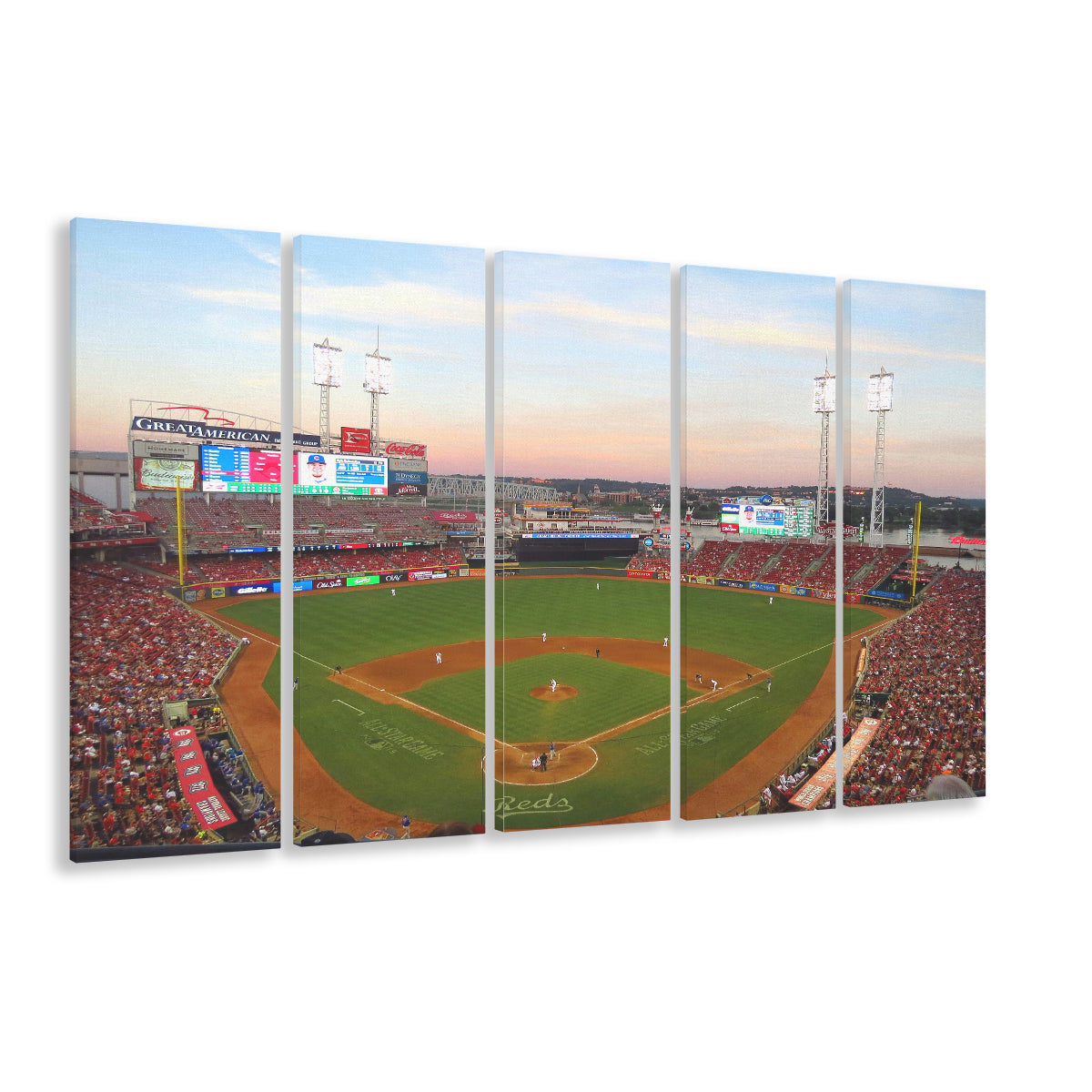 Great American Ball Park in Ohio, Stadium Canvas, Sport Art, 5 Panel B, Extra Large Canvas, Canvas Print Wall Art