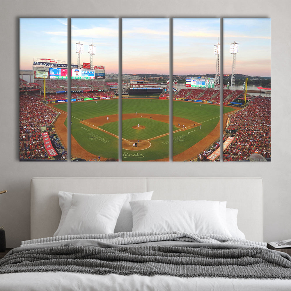 Great American Ball Park in Ohio, Stadium Canvas, Sport Art, 5 Panel B, Extra Large Canvas, Canvas Print Wall Art