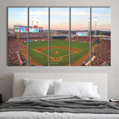 Great American Ball Park in Ohio, Stadium Canvas, Sport Art, 5 Panel B, Extra Large Canvas, Canvas Print Wall Art
