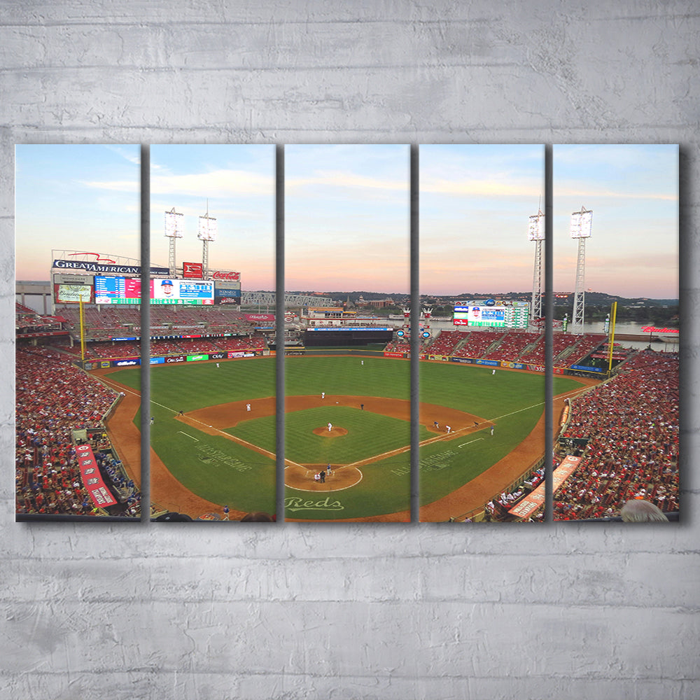 Great American Ball Park in Ohio, Stadium Canvas, Sport Art, 5 Panel B, Extra Large Canvas, Canvas Print Wall Art