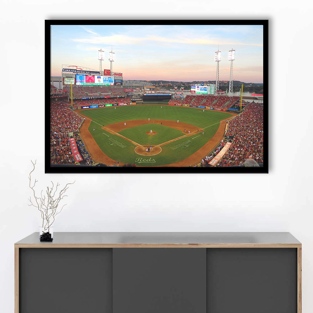 Great American Ball Park in Ohio, Stadium Canvas, Sport Art, Gift for him, Framed Art Print Wall Decor, Picture Framed