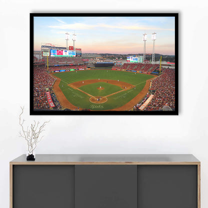Great American Ball Park in Ohio, Stadium Canvas, Sport Art, Gift for him, Framed Art Print Wall Decor, Picture Framed