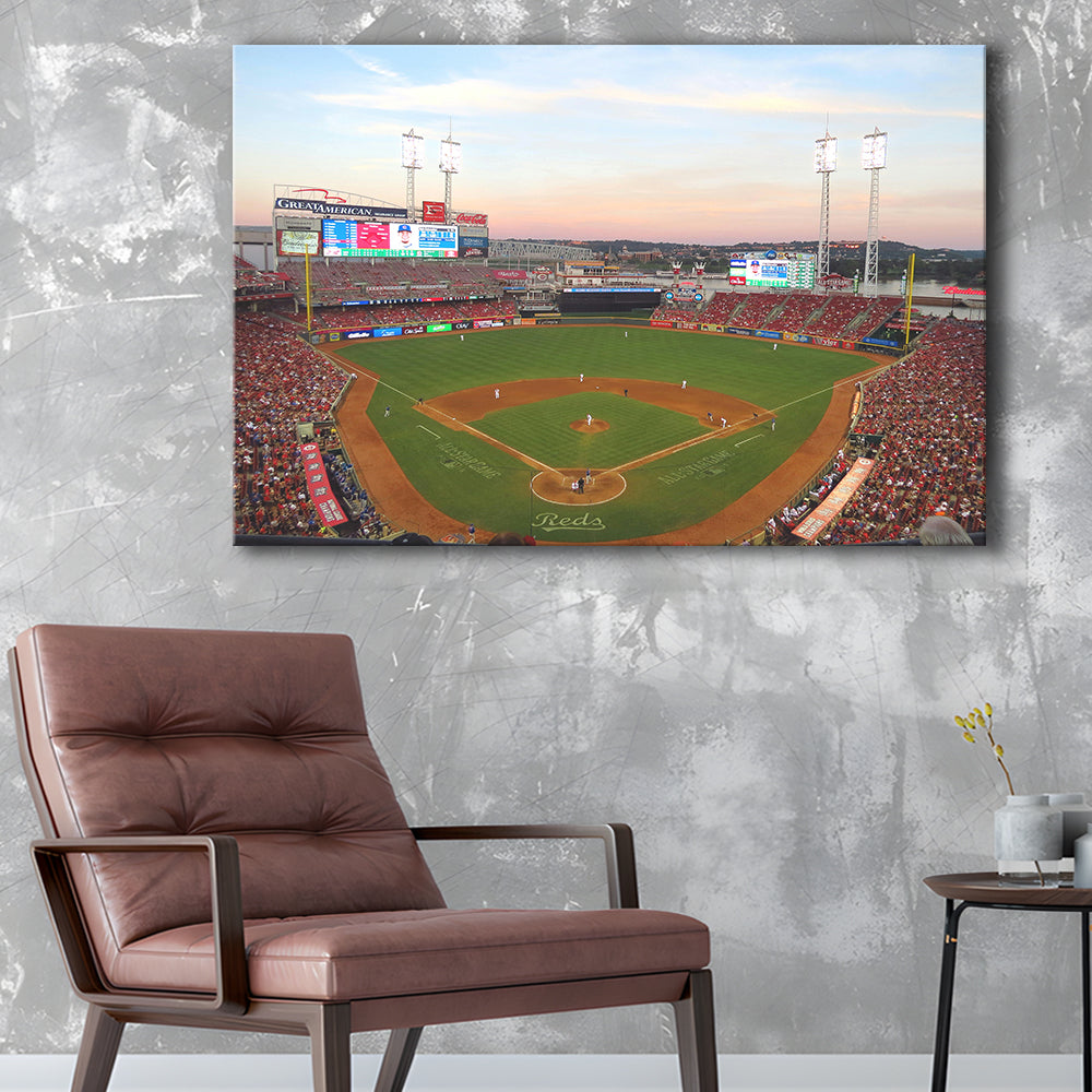 Great American Ball Park in Ohio, Stadium Canvas, Sport Art, Gift for him, Man Cave Decor, Art Print, Canvas Print Wall Art