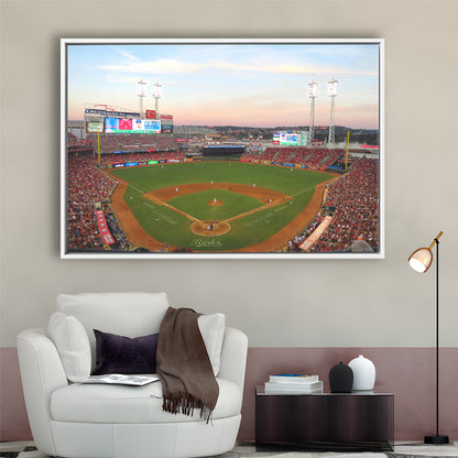 Great American Ball Park in Ohio, Stadium Canvas, Sport Art, Framed Canvas Print Wall Art, Floating Frame